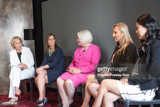 Tina Brown, Rachel Barnett, Mary Reilly, Beatrice Tarka and Carrie Liqun Liu attend Special Women's Power Lunch Hosted by Tina Brown at Spring Place...