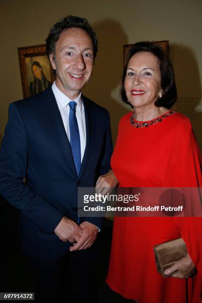 Stephane Bern and Francoise Gallimard attend the "Societe ses Amis du Musee d'Orsay" : Dinner Party at Musee d'Orsay on June 19, 2017 in Paris,...