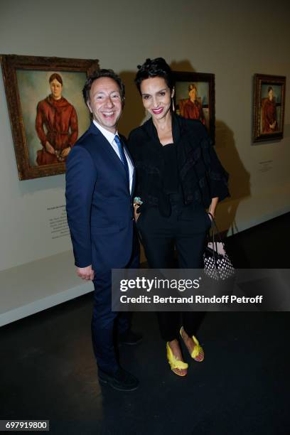 Stephane Bern and Farida Khelfa Seydoux attend the "Societe ses Amis du Musee d'Orsay" : Dinner Party at Musee d'Orsay on June 19, 2017 in Paris,...