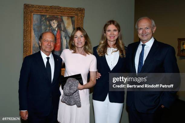 Jean-Claude Meyer , his wife Nathalie Bloch-Laine, Chairman & Chief Executive Officer of L'Oreal Jean-Paul Agon and his wife Sophie attend the...