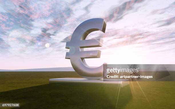 euro sign in landscape at sunrise - heidelberg project stock pictures, royalty-free photos & images