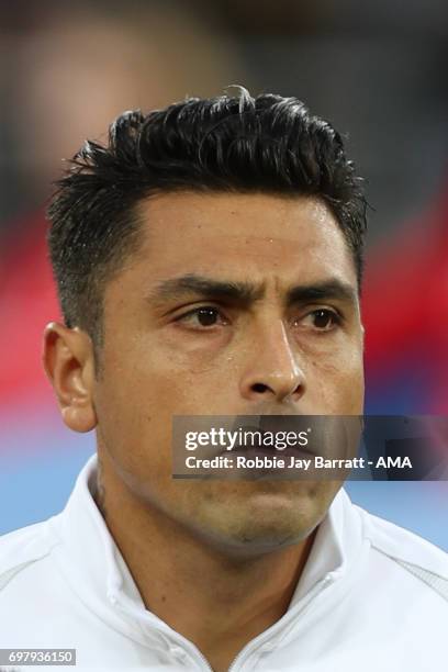 Gonzalo Jara of Chile during the FIFA Confederations Cup Russia 2017 Group B match between Cameroon and Chile at Spartak Stadium on June 18, 2017 in...