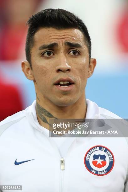 Edson Puch of Chile during the FIFA Confederations Cup Russia 2017 Group B match between Cameroon and Chile at Spartak Stadium on June 18, 2017 in...