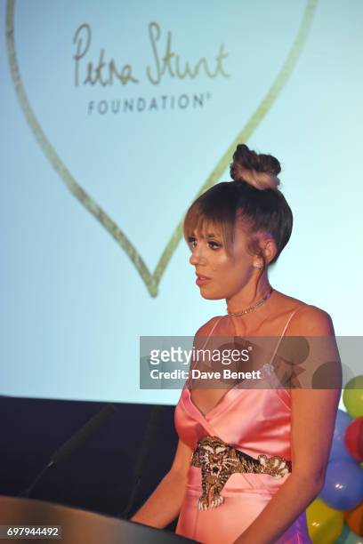 Petra Stunt speaks at the inaugural fundraising dinner for The Petra Stunt Foundation in aid of PS Place at the Corinthia Hotel London on June 19,...