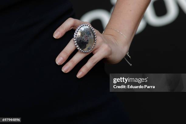 Actress Cristina Abad, ring detail, attends the 'Yo Donna International Awards' photocall at Duques de Pastrana palace on June 19, 2017 in Madrid,...