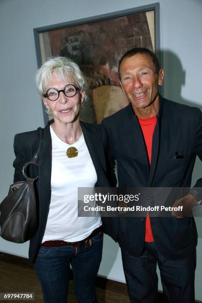 Tonie Marshall and guest attend the David Hockney "Retrospective" Exhibition at Centre Pompidou on June 19, 2017 in Paris, France.