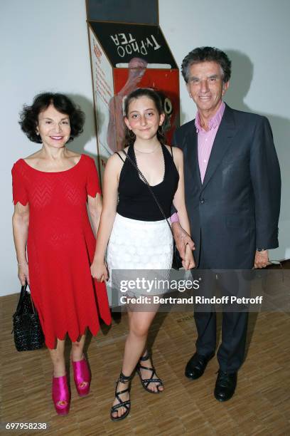 Jack Lang, his wife Monique Lang and their Granddaughter attend the David Hockney "Retrospective" Exhibition at Centre Pompidou on June 19, 2017 in...