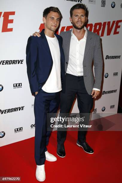 Actor Freddie Thorp and Actor Scott Eastwood attend "Overdrive" Paris Premiere at Cinema Gaumont Capucine on June 19, 2017 in Paris, France.