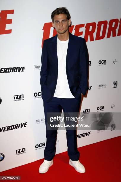 Actor Freddie Thorp attends "Overdrive" Paris Premiere at Cinema Gaumont Capucine on June 19, 2017 in Paris, France.