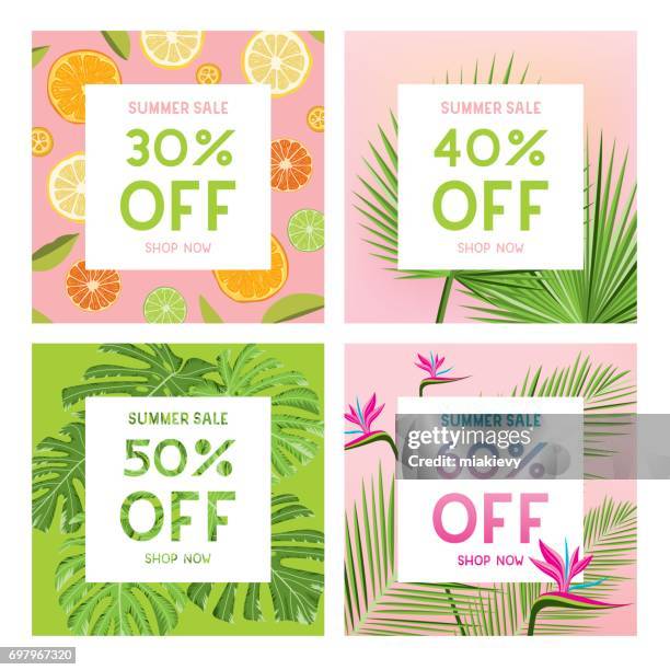 summer sale banners - lush stock illustrations