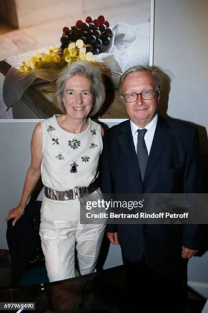 Barbara de Nicolay and her husband, Senator of the Sarthe Louis-Jean de Nicolay attend Barbara de Nicolay signs her Book "L'Esprit du Chateau de...