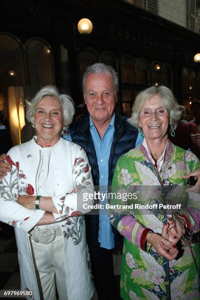 Jacques Grange standing between Cousins of Barbara de Nicolay; Christiane de Nicolay-Mazery and her sister France Anthonioz attend Barbara de Nicolay...