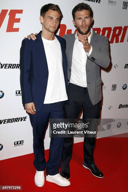 Actor Freddie Thorp and Actor Scott Eastwood attend "Overdrive" Paris Premiere at Cinema Gaumont Capucine on June 19, 2017 in Paris, France.