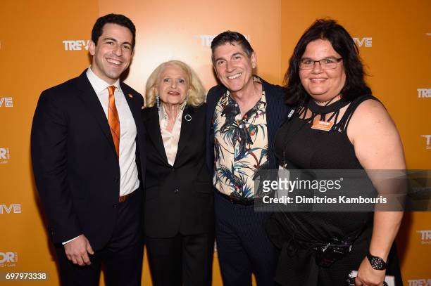 Amit Paley, Edie Windsor, James Lecesne and Sheri Lunn attend The Trevor Project TrevorLIVE NYC 2017 at Marriott Marquis Times Square on June 19,...