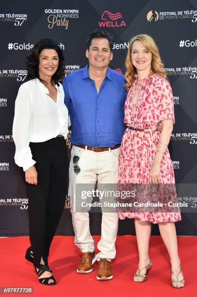 Shohreh Aghdashloo, Peter M. Lenkov and Odile Vuillemin attends the Golden Nymph Nominees Party at the Monte-Carlo Bay Hotel on June 19, 2017 in...