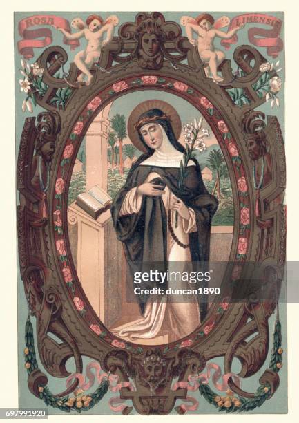st. rosa von lima - religious saint stock-grafiken, -clipart, -cartoons und -symbole