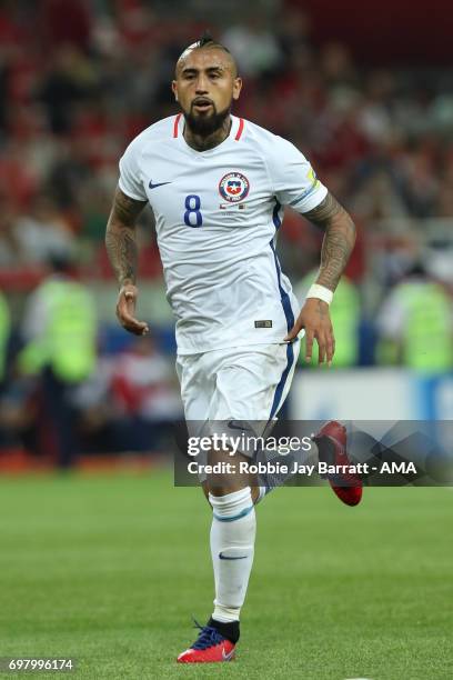 Arturo Vidal of Chile during the FIFA Confederations Cup Russia 2017 Group B match between Cameroon and Chile at Spartak Stadium on June 18, 2017 in...