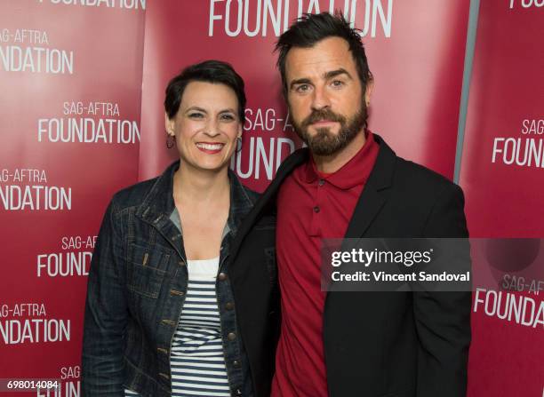 Stacey Wilson Hunt of New York Magazine and Actor Justin Theroux attend SAG-AFTRA Foundation's Conversations with "The Leftovers" at SAG-AFTRA...