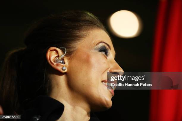 Lizzie Marvelly ahead of the match between the New Zealand Maori and the British & Irish Lions at Rotorua International Stadium on June 17, 2017 in...