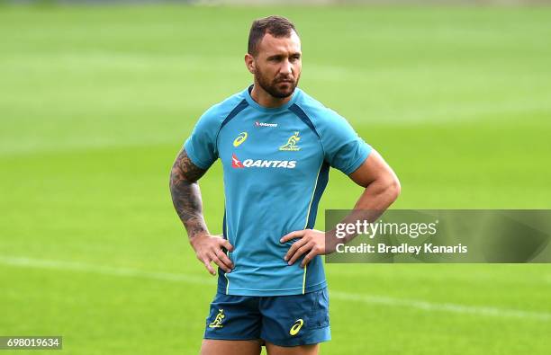 Quade Cooper during an Australian Wallabies training session at Ballymore Stadium on June 20, 2017 in Brisbane, Australia.