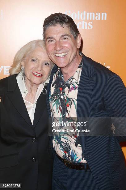 Edie Windsor and James Lecesne attend TrevorLIVE New York 2017 at Marriott Marquis Times Square on June 19, 2017 in New York City.