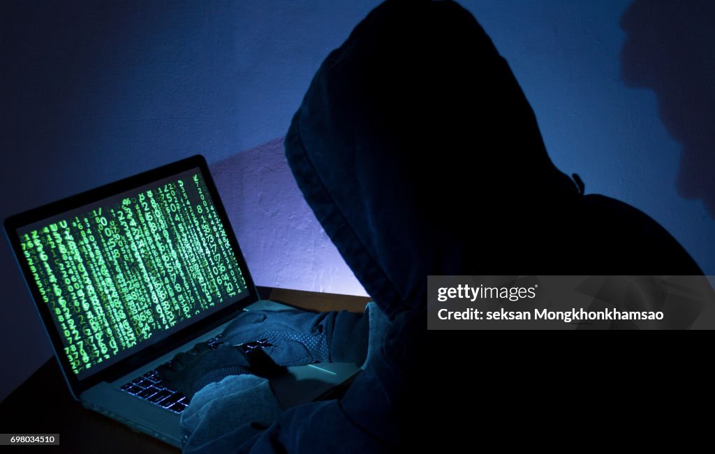 Hacker attacking internet