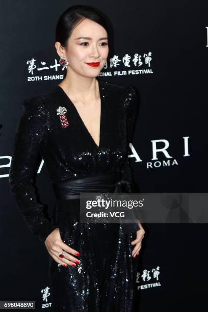 Actress Zhang Ziyi arrives at the red carpet of the Italian Film Week Opening Cocktail Party during the 20th International Film Festival on June 19,...