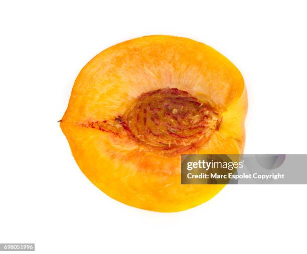 peach fruit - half complete stock pictures, royalty-free photos & images