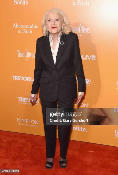 Event honoree, LGBT rights activists Edie Windsor attends the TrevorLIVE New York 2017 Fundraiser at the Marriott Marquis Times Square on June 19,...