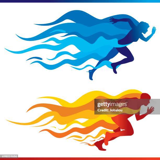 running colorful flames - sprint stock illustrations