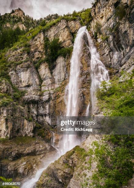 stewart falls waterfall, utah - wasatch mountains stock pictures, royalty-free photos & images