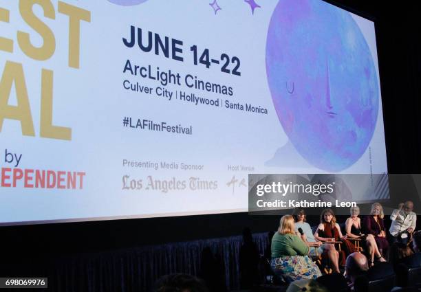 Moderator Dreak Clark, director Camille Thoman, Mireille Enos, producer Bronwyn Cornelius, producer Elizabeth Yng-Wong, producer Julian Cuatherley,...