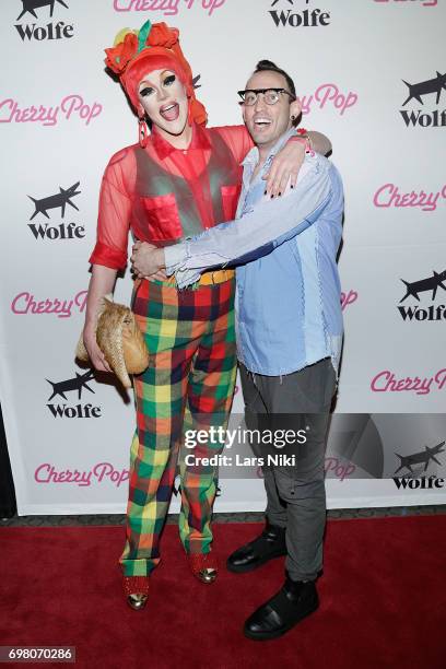 Performers Thorgy Thor and Acid Betty attend the Cherry Pop Premiere at OutCinema - Presented by NewFest and NYC Pride at SVA Theater on June 19,...