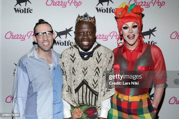 Performers Acid Betty, Bob the Drag Queen and Thorgy Thor attend the Cherry Pop Premiere at OutCinema - Presented by NewFest and NYC Pride at SVA...