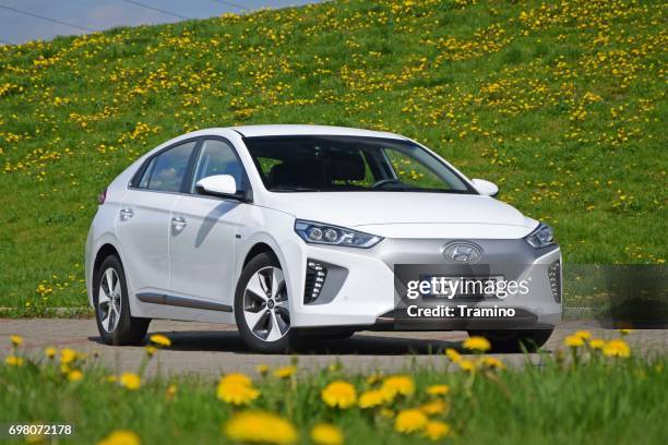 hyundai ioniq electric on the street - hyundai stock pictures, royalty-free photos & images