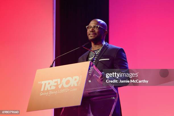 Taye Diggs speaks onstage during The Trevor Project TrevorLIVE NYC 2017 at Marriott Marquis Times Square on June 19, 2017 in New York City.