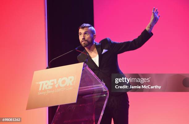 Tyler Glenn speaks onstage during The Trevor Project TrevorLIVE NYC 2017 at Marriott Marquis Times Square on June 19, 2017 in New York City.