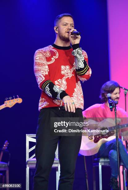 Dan Reynolds and Wayne Sermon of Imagine Dragons attend The Trevor Project TrevorLIVE NYC 2017 at Marriott Marquis Times Square on June 19, 2017 in...