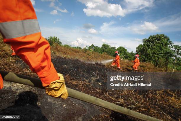 extinguish the fire - forest fire in riau stock pictures, royalty-free photos & images