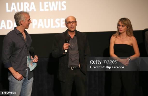 Richard Levine and Addison Timlin speak at the screening of "Submission" during the 2017 Los Angeles Film Festival at Arclight Cinemas Culver City on...