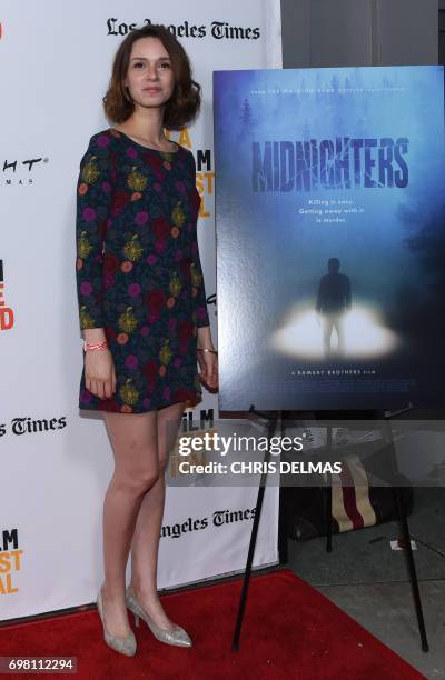 Alex Essoe attends the Los Angeles Film Festival premiere of "Midnighters" at the Arclight theatre in Culver City on June 19, 2017. / AFP PHOTO /...