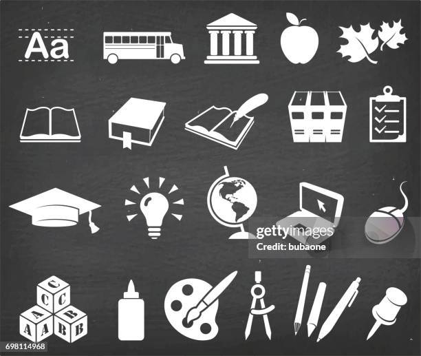 going back to school and education vector icon set - leaf pile stock illustrations