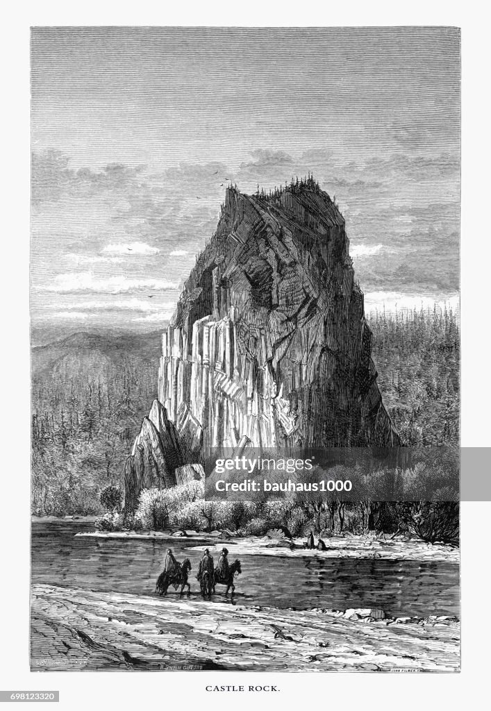 Castle Rock, Washington, United States, American Victorian Engraving, 1872