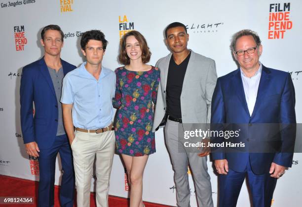 Ward Horton, Dylan McTee, Alex Essoe and Ralph Petrarca attend the screening of "Midnighters" during the 2017 Los Angeles Film Festival at Arclight...