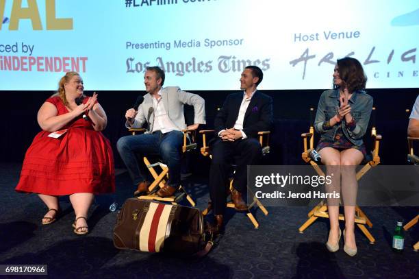 Programmer Drea Clark, Julius Ramsay, Alston Ramsay and Alex Essoe attend the screening of "Midnighters" during the 2017 Los Angeles Film Festival at...