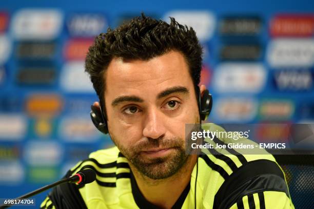 Spain's Xavi during a press conference