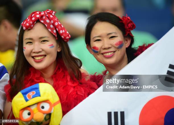 South Korean fan shows his support in the stands