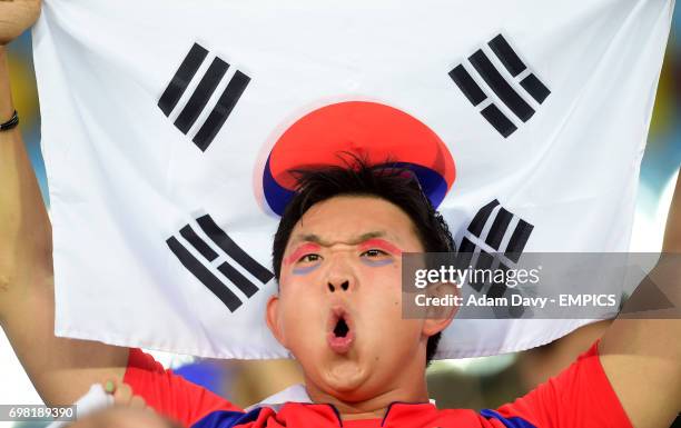 South Korean fan shows his support in the stands