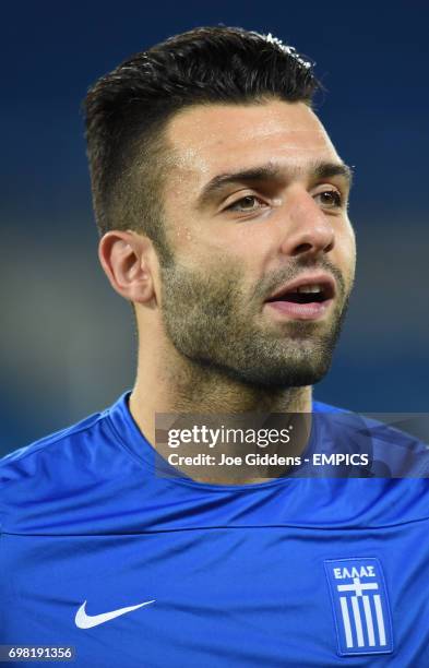 Greece's Georgios Tzavelas during a training session at Arena das Dunas in Natal