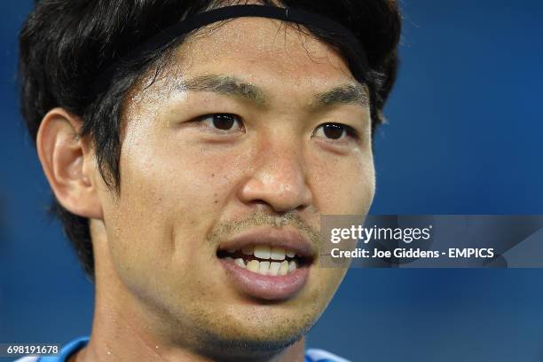 Japan's Masato Morishige during a training session at Arena das Dunas in Natal